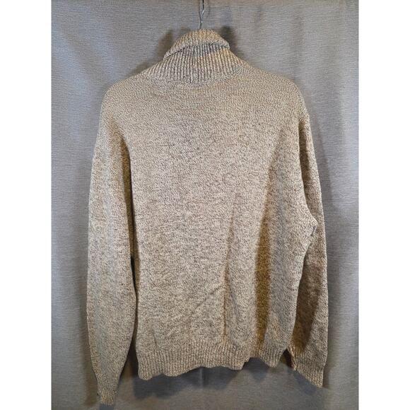 VTG Harbor Bay 90's Beige/Tan Wool Blend Cable Knit Pullover Sweater Men L Cowel - Picture 6 of 6
